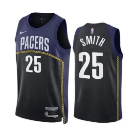 Män Indiana Pacers Tröja Jalen Smith 25 Nike 2022-23 City Edition Svart Marin Swingman